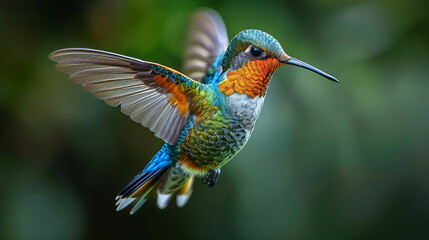 Fototapeta premium Hummingbird with vibrant colors in flight