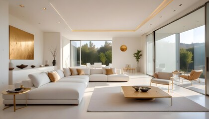 Fototapeta premium white and gold theme modern interior