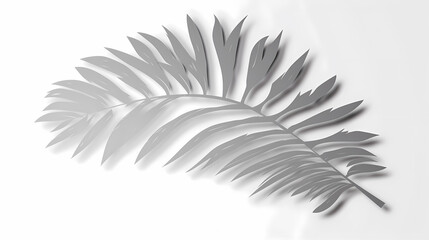 Realistic transparent shadow from a leaf of a palm tree on the white background. Tropical leaves shadow. Mockup with palm leaves shadow.