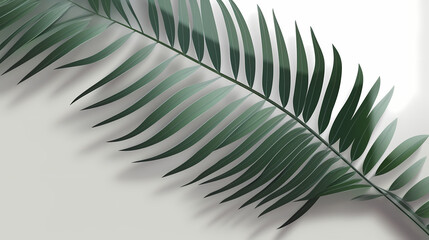 Fototapeta premium Realistic transparent shadow from a leaf of a palm tree on the white background. Tropical leaves shadow. Mockup with palm leaves shadow.
