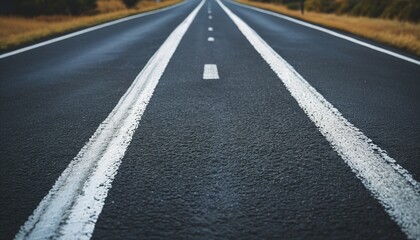 Asphalt Texture with White Lines