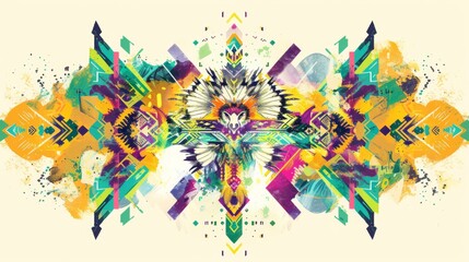 Naklejka premium A digital illustration featuring a Native American totemic animal