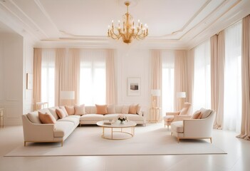 Fototapeta premium white and gold theme modern interior