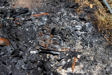 Closeup of ashes after a fire