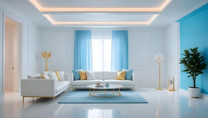 white and gold theme modern interior