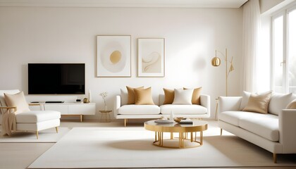 white and gold theme modern interior