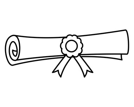 black and white diploma scroll with ribbon clip art preview
