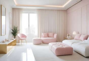 Fototapeta premium white and gold theme modern interior