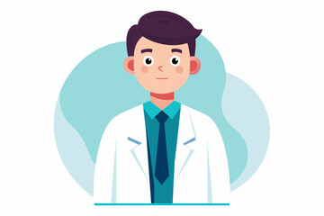  Vector of Doctor in White Coat on White Background,doctor, stethoscope, medicine, health, medical, hospital, cartoon, care, healthcare, uniform, 