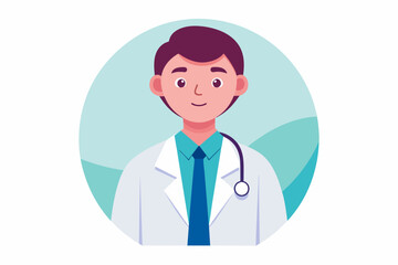  Vector of Doctor in White Coat on White Background,doctor, stethoscope, medicine, health, medical, hospital, cartoon, care, healthcare, uniform, 