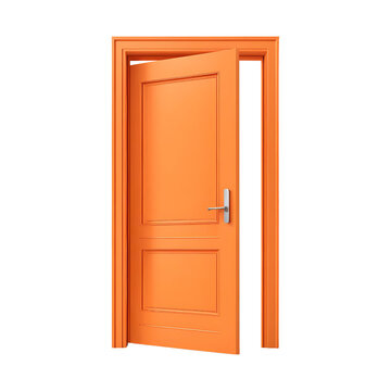 open door orange color 3d style isolated on white