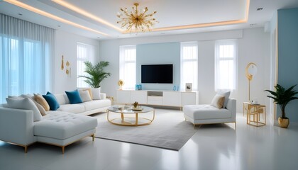 Fototapeta premium white and gold theme modern interior