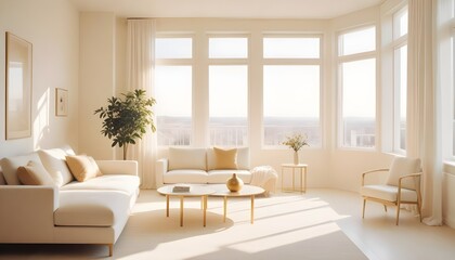 Fototapeta premium white and gold theme modern interior