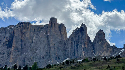 italian alps dolomites national park lake mountain trekking peaks tre cime brais lake carezza lake reflection clouds