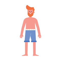 illustration of a man on holiday at the beach, a character flat design style