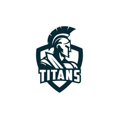 Greek Spartan Knight Warrior With Shield And Sword Logo Design