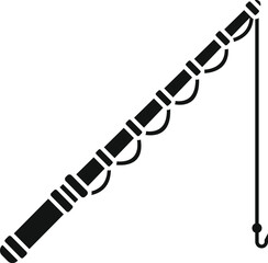 Black silhouette of a fishing rod, an essential tool for catching fish