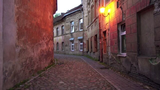 Buildings on Dvasios Street in Vilnius city, capital of Lithuania.
