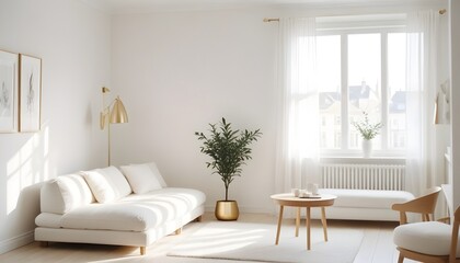 white and gold theme modern interior