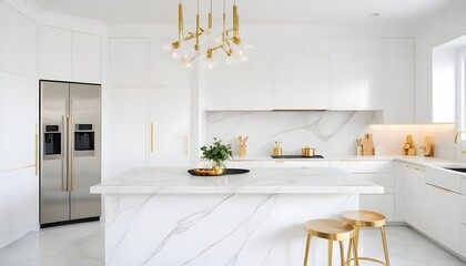 white and gold theme modern interior