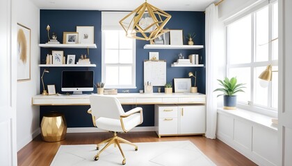 white and gold theme modern interior
