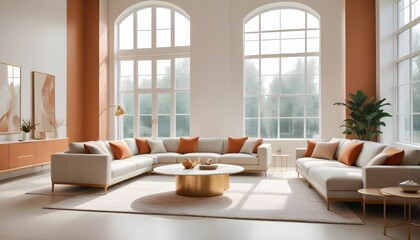 Fototapeta premium white and gold theme modern interior