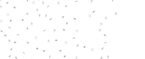 Silver stars confetti rain festive holiday background. background silver paper foil stars