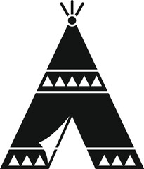 Black and white icon of a wigwam representing native american culture and history © anatolir