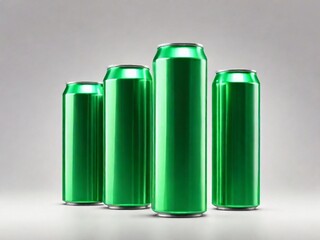 Green Aluminum Beverage Can on Transparent Background