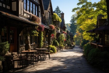 BILTMORE VILLAGE IN ASHVILLE HISTORICAL CHARM IN THE BLUE MERMS., generative IA