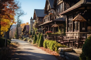 BILTMORE VILLAGE IN ASHVILLE HISTORICAL CHARM IN THE BLUE MERMS., generative IA