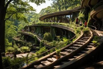 Themed gardens and trails at North Carolina Arboretum., generative IA