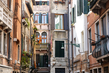 Windows and shutters on the streets and canals of Venice
