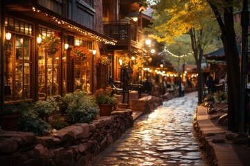 Sedona, USA Main street full of shops and restaurants., generative IA