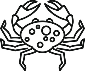 Simple line drawing of a crab with big claws, useful for representing seafood or the ocean