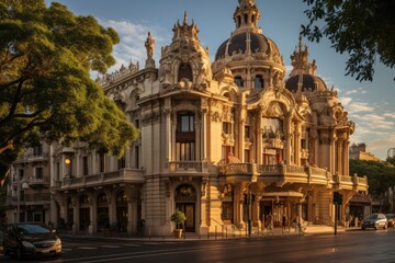 Solis Theater in Montevideo, with actors in classic costumes., generative IA