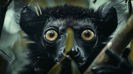 Fototapeta premium A cute monkey is staring at you with big round eyes.