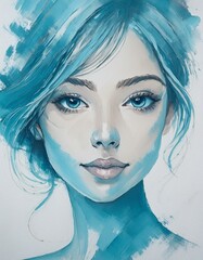 Painted portrait of a beautiful woman