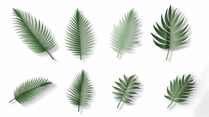Realistic transparent shadow from a leaf of a palm tree on the white background. Tropical leaves shadow. Mockup with palm leaves shadow.