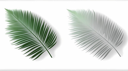 Fototapeta premium Realistic transparent shadow from a leaf of a palm tree on the white background. Tropical leaves shadow. Mockup with palm leaves shadow.