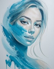 Painted portrait of a beautiful woman