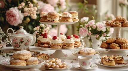 Naklejka premium A sophisticated table setup for an afternoon tea