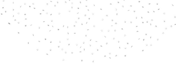 Silver stars confetti rain festive holiday background. background silver paper foil stars