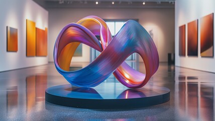 Modern Art Installation: A Twisted Ribbon of Color