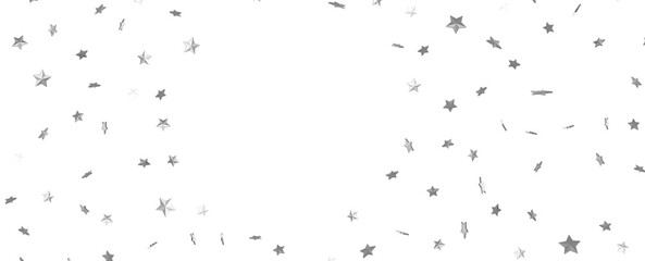Silver stars confetti rain festive holiday background. background silver paper foil stars
