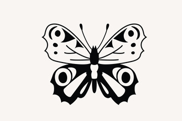 Butterfly vector illustration. Black and white, monochrome moth