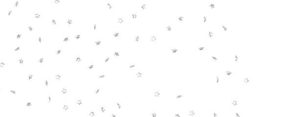 sparkling Christmas confetti falling isolated on white. magic shining flying stars glitter backdrop, sparkle border