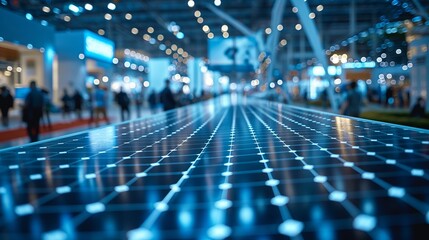 Solar Panel Display at a Busy Convention