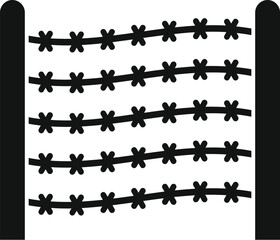 Black silhouette of barbed wire fence forming a secure perimeter