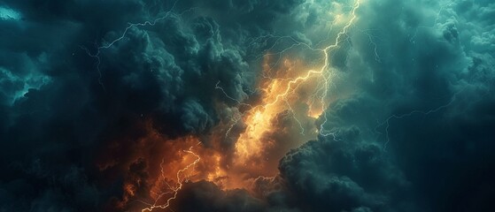 Dramatic lightning bolt against a backdrop of dark, turbulent clouds 8K , high-resolution, ultra HD,up32K HD